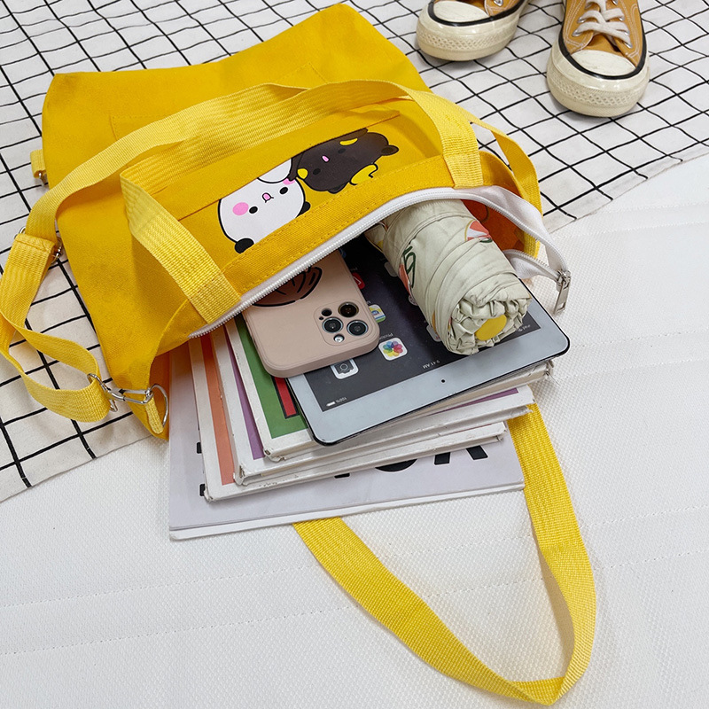 Wholesale of large-capacity multi-purpose canvas bags for girls, 2025 new style crossbody bags for junior and senior high school students, Korean version single-shoulder handbags Specification drawing