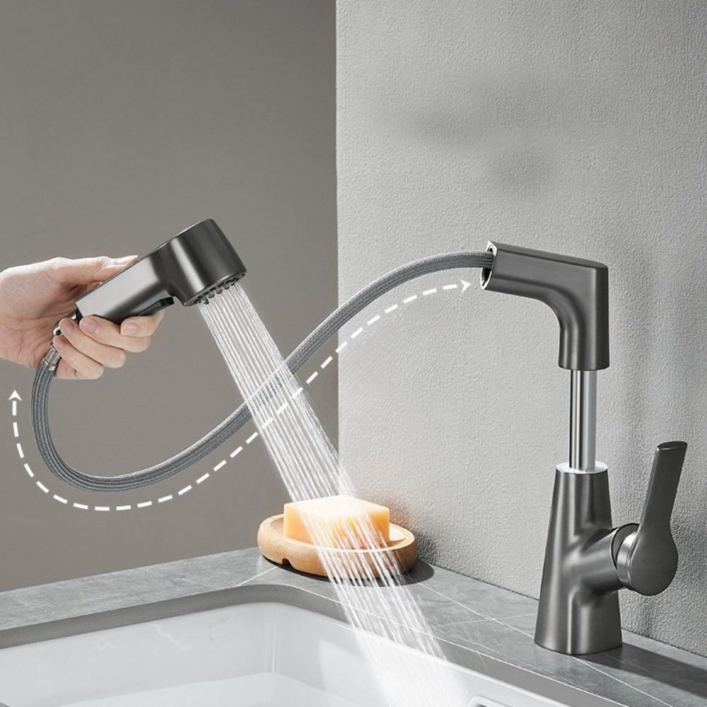 Washbasin, hot and cold water faucet, bathroom cabinet, washbasin, washbasin, pull-out and lifting washbasin faucet Application Scenario