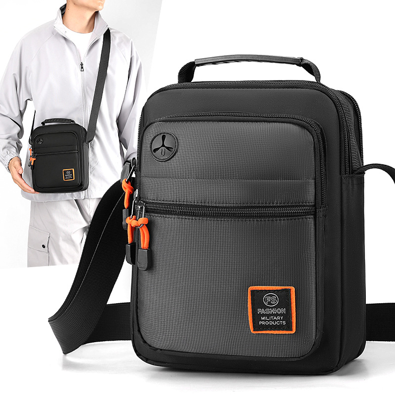 New simple and trendy crossbody bag for men, Oxford fabric, large-capacity waterproof and wear-resistant single-shoulder bag, travel bag full figure