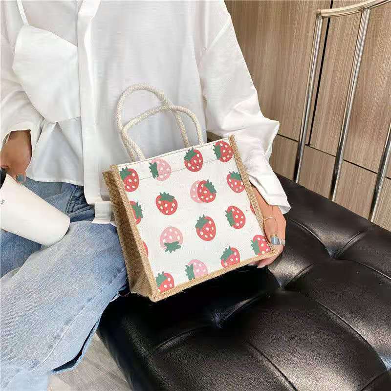 A new 2024 Korean-style cotton, linen and canvas woven small bag for women, simple, fashionable and casual college student handbag details Picture