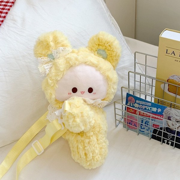 Cute rabbit ears, little lamb, backpack, girl's plush crossbody schoolbag, birthday present for girls full figure