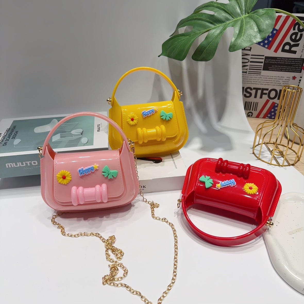 2025 Cross-border New best-selling jelly bag, hand-held bag, shoulder crossbody children's PVC bag, DIY children's bag details Picture