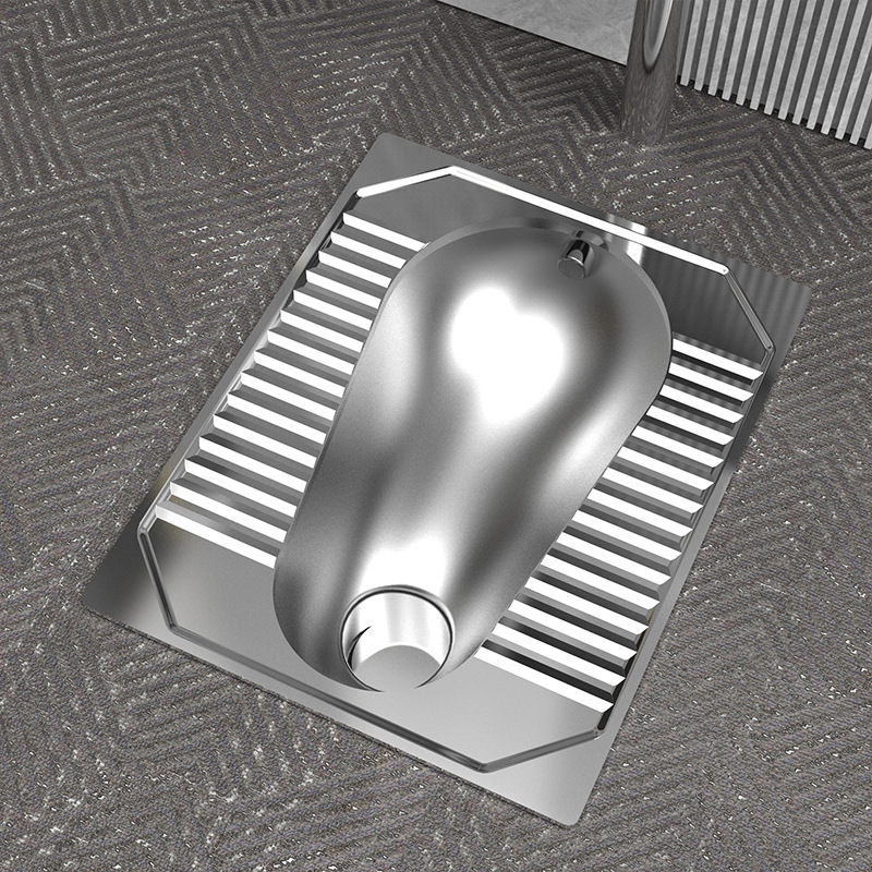 Customized 304 stainless steel squat toilets with S-shaped anti-odor features for schools, prisons, detention centers and hospitals full figure