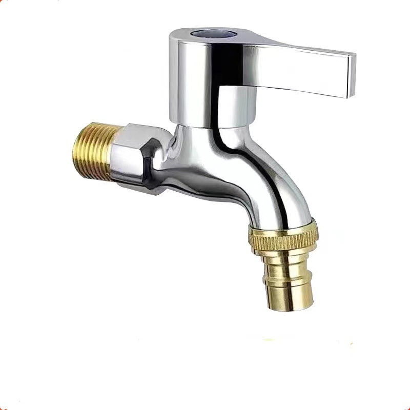 304 stainless steel faucet, household 4-point washing machine alloy faucet, copper double quick-opening mop sink, extended faucet details Picture