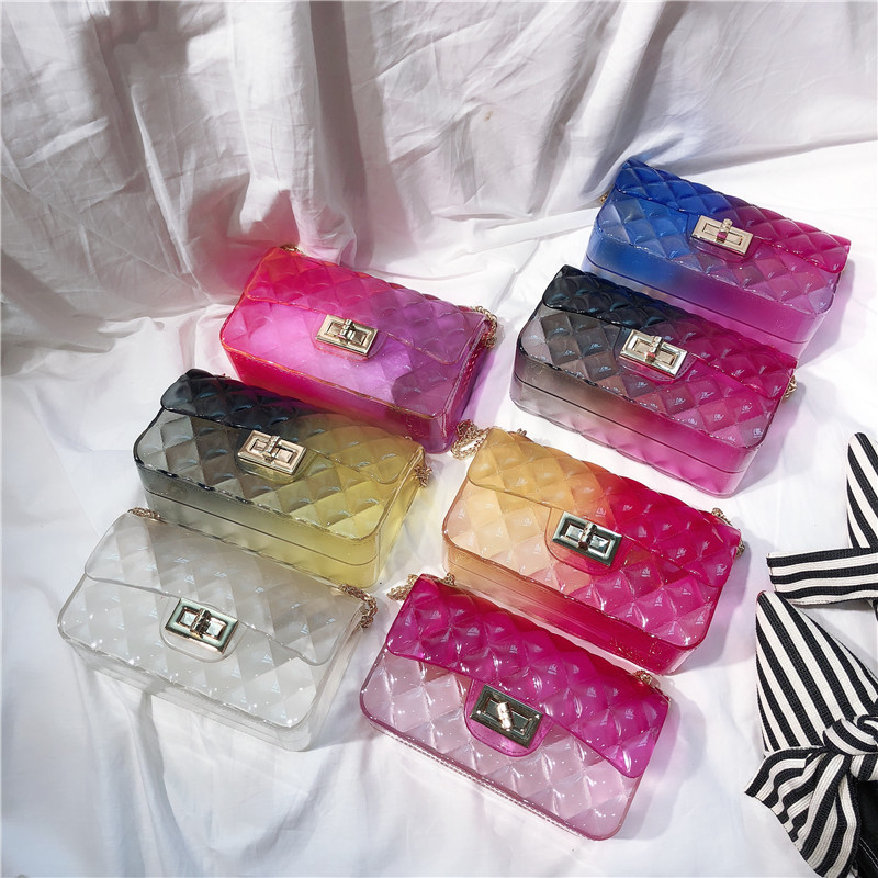 2025 Summer New gradient color jelly bag, ins diamond chain small square bag, single-shoulder crossbody women's bag Application Scenario