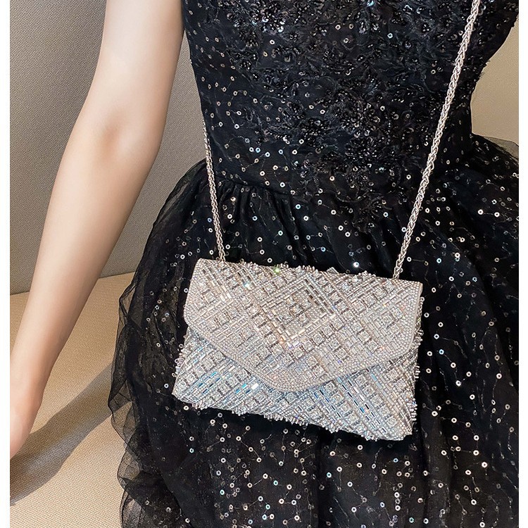 New cross-border evening dress, socialite diamond-encrusted clutch bag, small bag, single-shoulder crossbody dinner bag, women's handbag Application Scenario