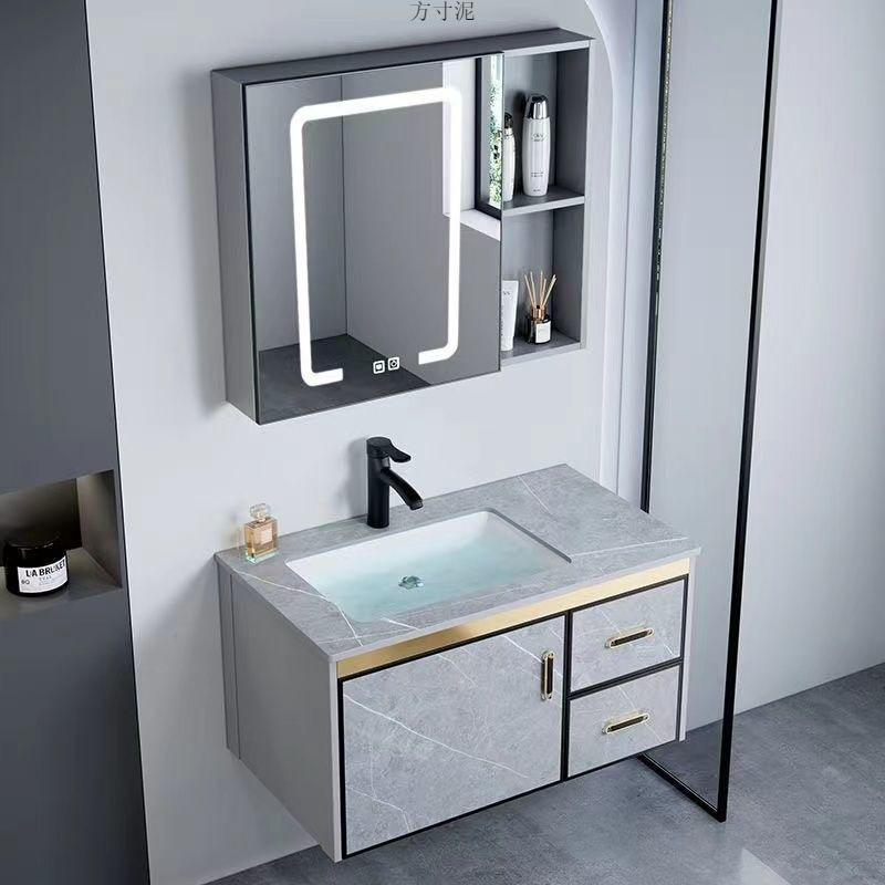 The space aluminum bathroom cabinet and washbasin cabinet combination bathroom washbasin and basin integrated washbasin is modern, simple and intelligent full figure
