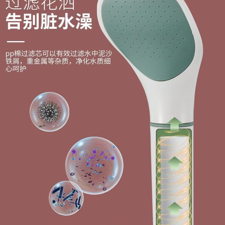 White snake-head filter pressurized handheld single shower head showerhead pressurized shower water pressure output details Picture