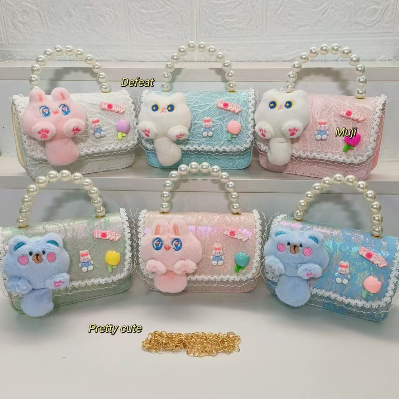 Pearl handbag, crossbody bag, accessory bag, little cat dumpling bag, children's bag, chain small square bag, lucky money bag, girl full figure
