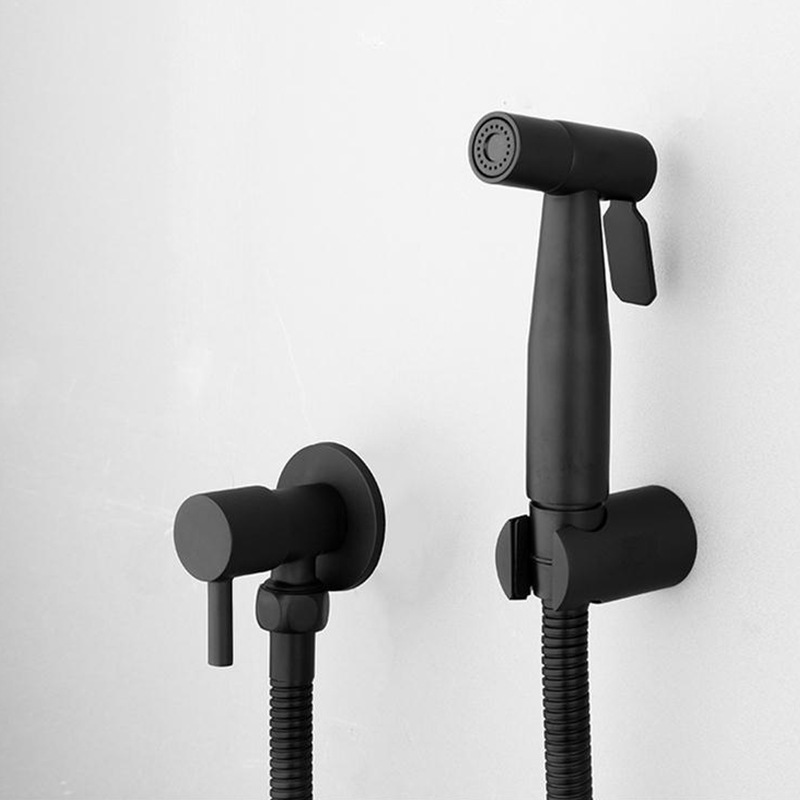 Cross-border manufacturer 304 stainless steel black baked paint spray gun for women's washers, black toilet spray gun set, toilet companion Specification drawing