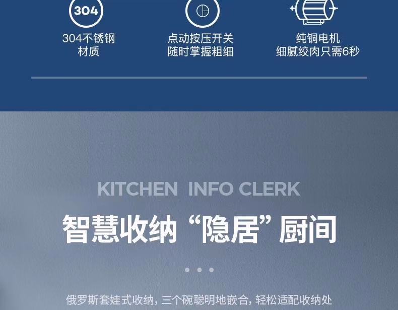 Wholesale free shipping YOUNGFOOD Smart small Appliances, Mofei Matryoshka Doll meat grinder, home Food Processor MR9401A pic 4