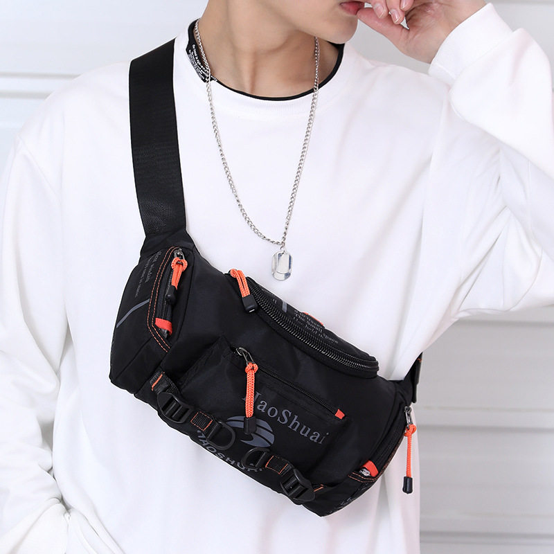 New multi-functional outdoor waist bag, men's single-shoulder crossbody bag for sports, waterproof chest bag, large-capacity waist bag for cycling and mountain climbing Specification drawing