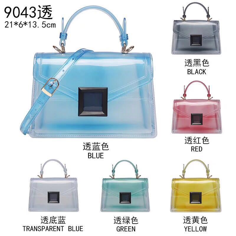 Clearance jelly bag, transparent pvc women's bag, gradient color small square bag, handbag, single-shoulder crossbody women's bag in stock Application Scenario