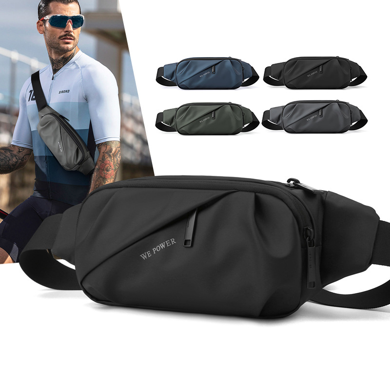 New men's multi-functional waist bag, water-resistant casual sports chest bag, outdoor cycling bag, fashionable and trendy brand crossbody bag full figure