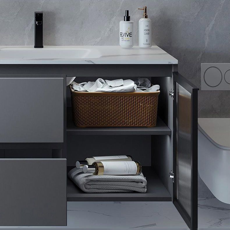Simple one-piece basin, bathroom cabinet, ceramic basin, washbasin, face wash, bathroom washbasin, combination rock plate, hot-bent, modern Item Picture