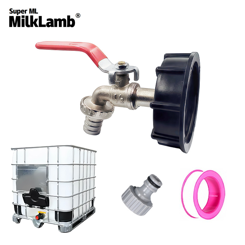 Cross-border exclusive 1/2x3/4 zinc alloy faucet iBC ton bucket adapter cover set alloy faucet [Red] full figure