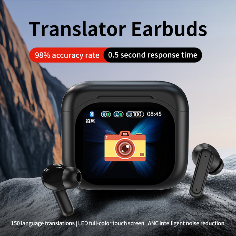 The new BY16 smart Bluetooth headphone translation device features simultaneous interpretation, Bluetooth calls, music listening and Bluetooth translation full figure