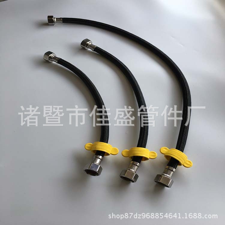 Factory direct sales volume, high price, 4-point all-black nylon hose, kitchen, toilet, washbasin, water inlet pipe details Picture