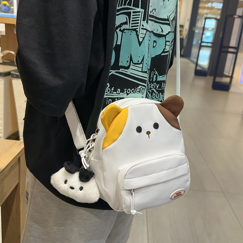 Japanese-style Katto cute kitten canvas bag, single-shoulder bag, casual outing, light change, mobile phone, coin purse, foreign trade details Picture