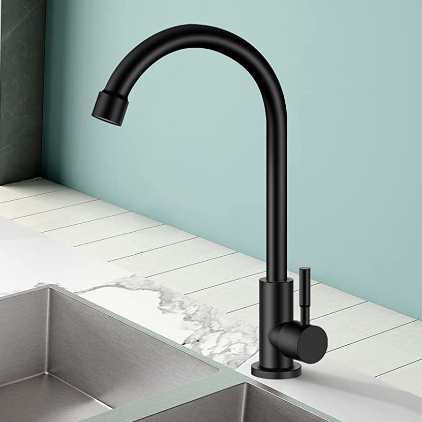 Stainless steel single-cooling kitchen faucet, black sink, sink, laundry counter faucet, black brushed faucet Specification drawing