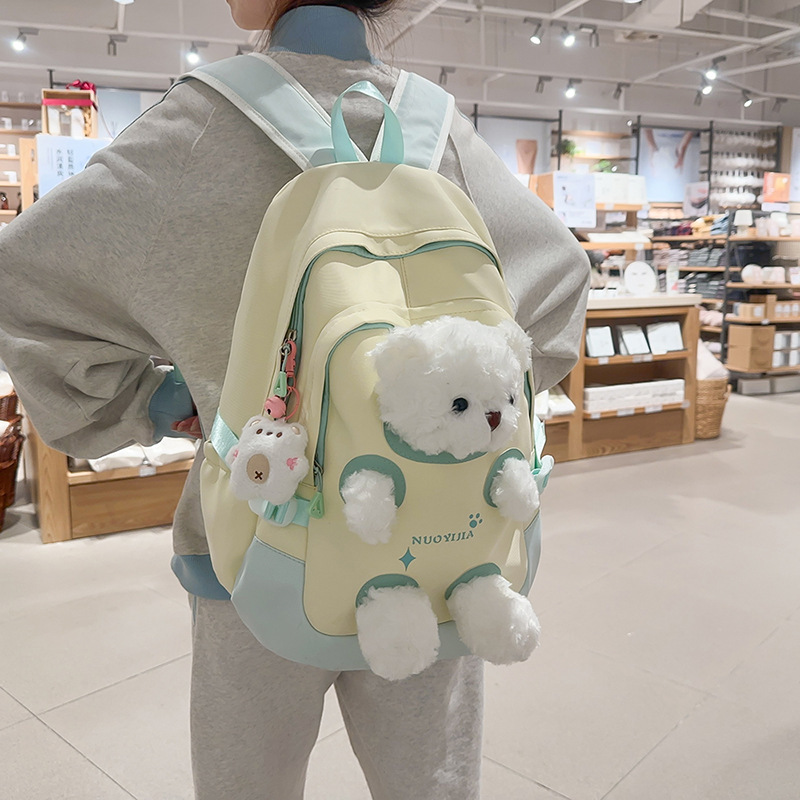 Cute little bear backpack for girls, high appearance level, schoolbag for junior and senior high school students, cartoon doll schoolbag for girls Application Scenario