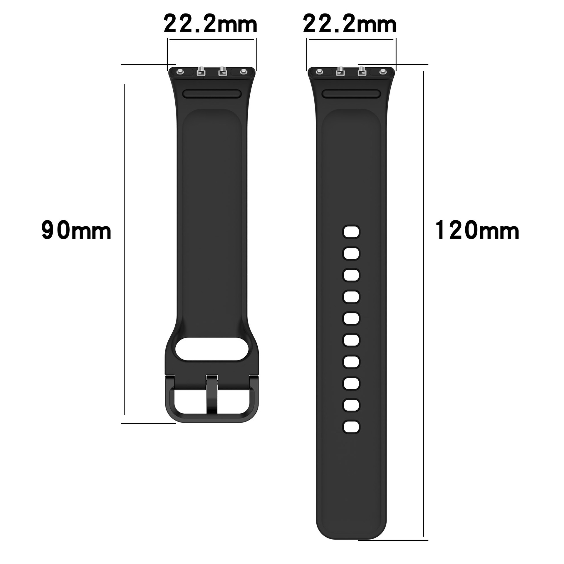 Suitable for the official same style of metal head grain of the Samsung Galaxy Fit3 SM-R390 watch strap Specification drawing