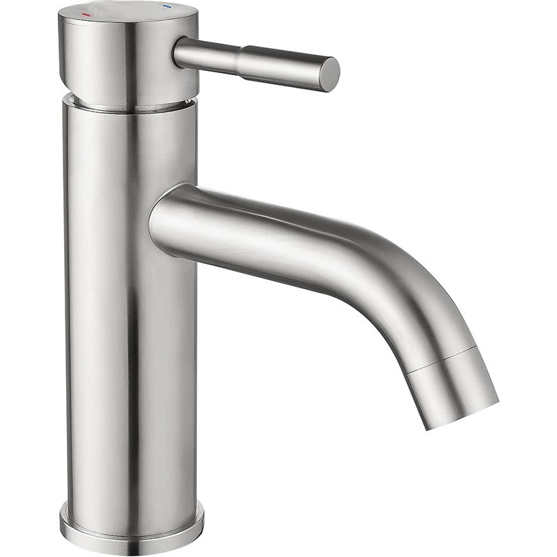 Factory direct sales of 304 stainless steel washbasin faucet, single-hole cold and hot mixed water, bathroom hand washing basin faucet Item Picture