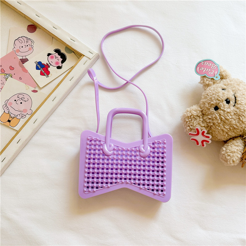 2025 New children's cute jelly bag, butterfly bag, woven and hollowed-out vacation beach bag, mini coin purse Specification drawing