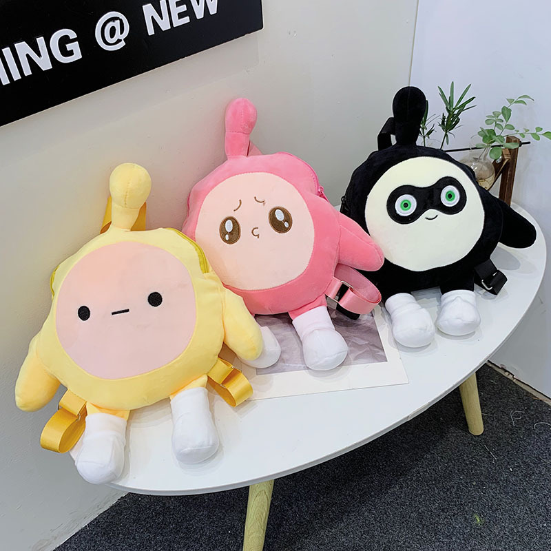 Spring large-capacity canvas bag, egg boy party, cartoon girl, cute and fresh handbag, versatile shoulder bag wholesale full figure