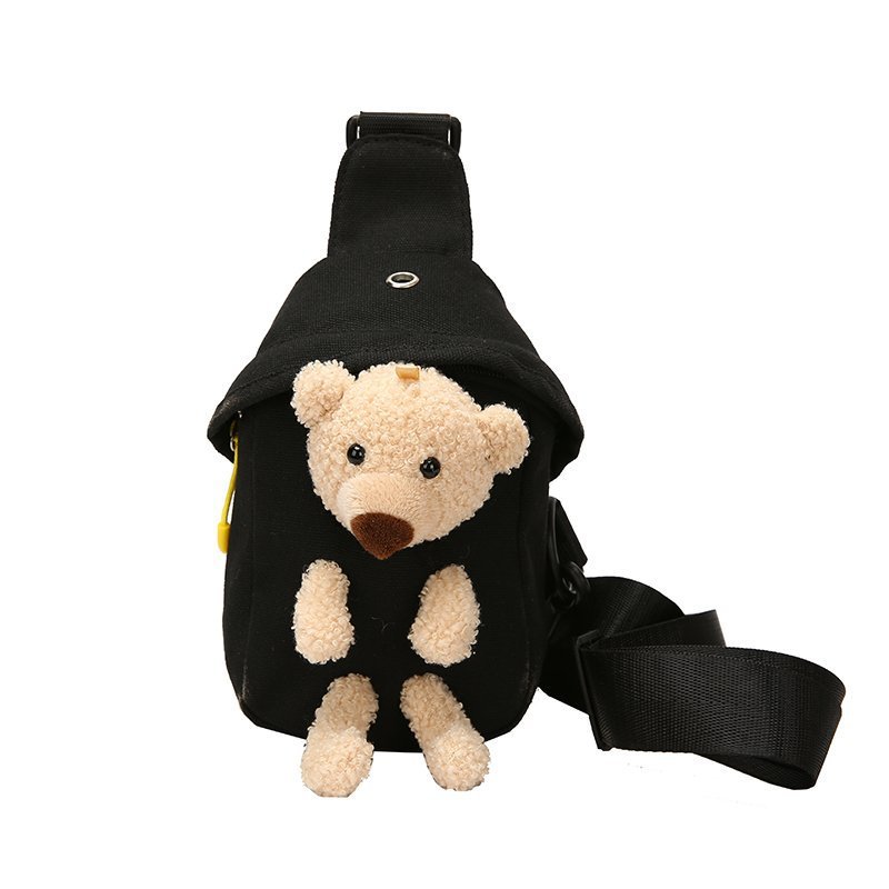 Popular bear canvas bag 2024 New style trendy single-shoulder crossbody bag Cartoon ins cute bag cross-border wholesale Item Picture