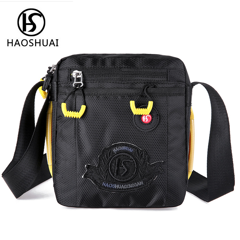New trendy men's nylon shoulder bag, crossbody bag, large-capacity casual men's waterproof outdoor backpack, men's bag Item Picture