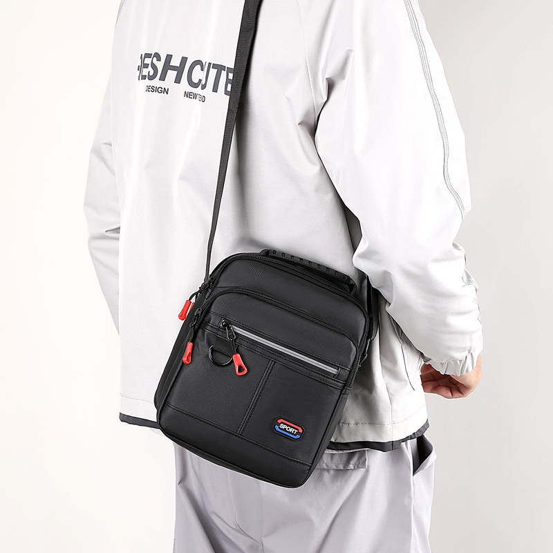 Men's crossbody bag 2024 new style fabric small backpack Men's travel casual single-shoulder bag Versatile Oxford fabric bag details Picture