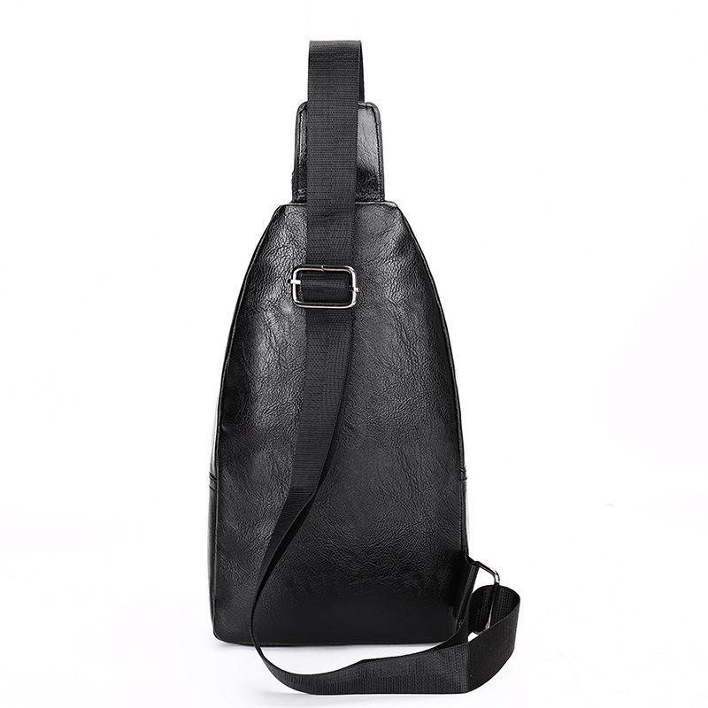 Wholesale and consignment of new trendy men's PU soft leather chest bag, simple single-shoulder bag, waterproof casual business crossbody bag Item Picture