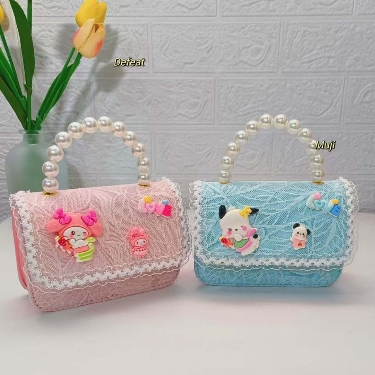 Pearl handbag, children's bag, little girl, princess bag, pearl handbag, chain bag, chanel-style single-shoulder crossbody bag details Picture