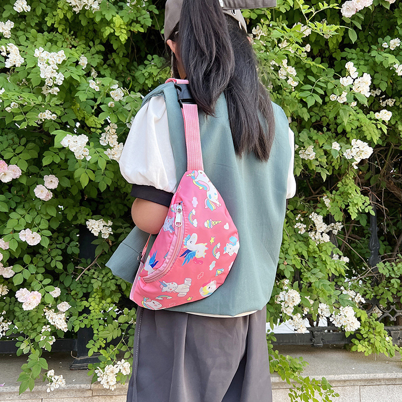 Fashionable boy and girl waist bags, trendy gift bags, children's chest bags, new cartoon dinosaur unicorn single-shoulder crossbody bags details Picture