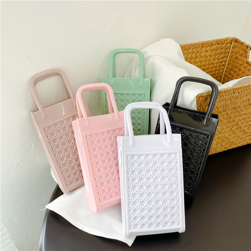 2025 Cross-border Summer Bestseller PVC woven pattern lipstick mobile phone bag Mini Fashionable and versatile single-shoulder crossbody women's bag details Picture