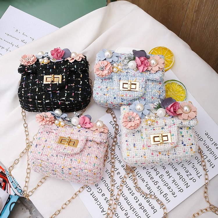 New children's fabric single-shoulder crossbody bag, cartoon cute children's bag, flower cute girls' bag, loose change bag full figure