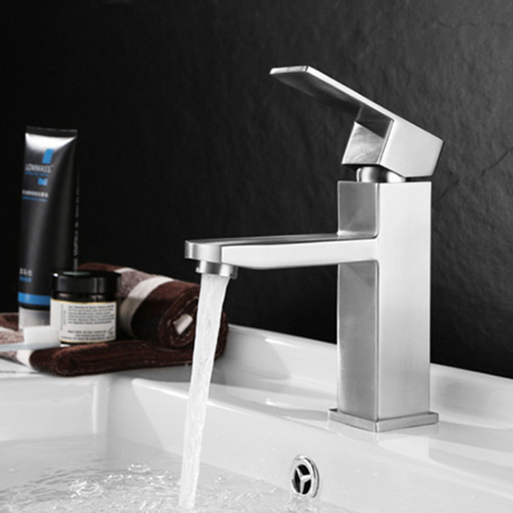 Black countertop basin faucet, bathroom hot and cold basin, washbasin, washbasin, household single-hole hot and cold faucet details Picture