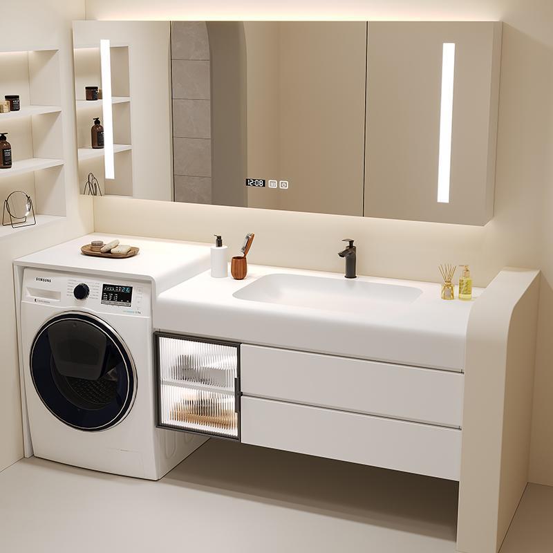 Rock plate ceramic Corine bathroom cabinet, bathroom set, bathroom cabinet, balcony washing machine integrated cabinet, rock plate washbasin Application Scenario