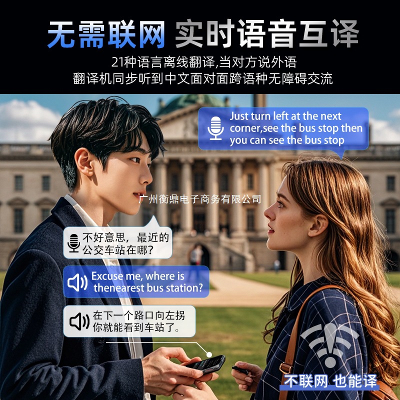 The 2025 new offline intelligent translation machine, simultaneous translator, enables real-time voice dialogue and multi-language translation into English Specification drawing