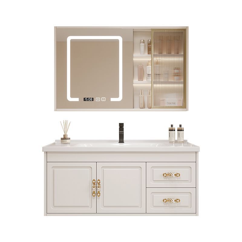 Modern solid wood bathroom cabinet, ceramic integrated basin, bathroom washbasin, countertop integrated washbasin cabinet, combination washbasin Item Picture