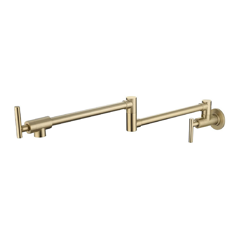 A golden 304 stainless steel extended folding kitchen faucet for cross-border trade, wall-mounted rotating single-cooling faucet Item Picture