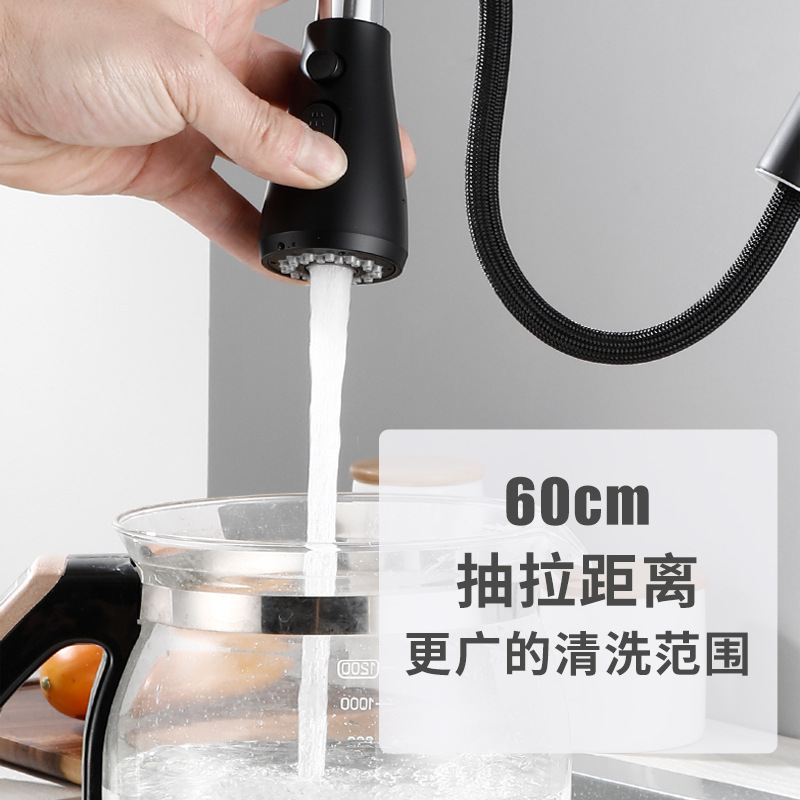Brass pull-out kitchen faucet, 304 stainless steel double water outlet cold and hot sink faucet details Picture