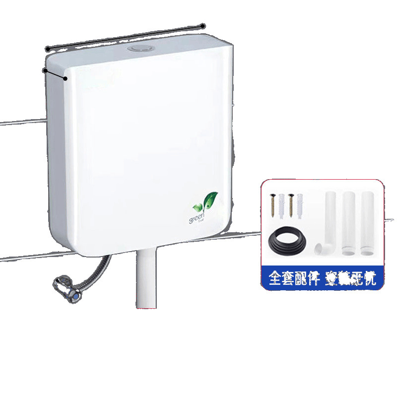 Toilet non-perforated water tank, thickened large-capacity squat toilet, wall-mounted button flushing water tank, large-capacity export wholesale Item Picture