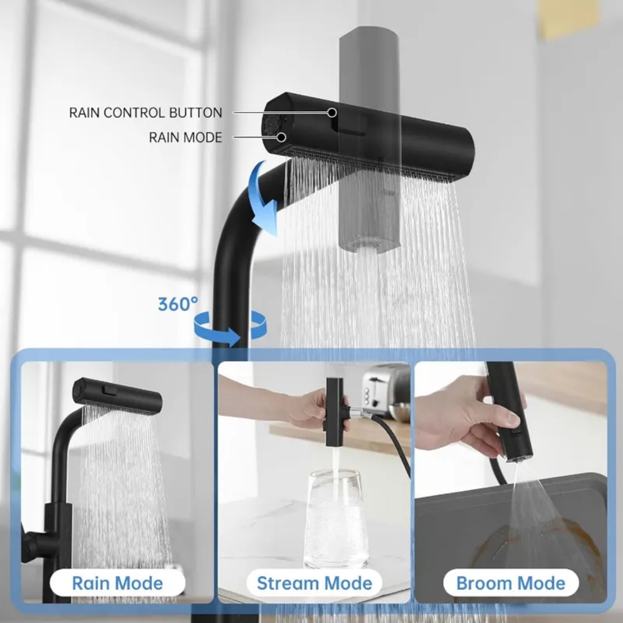 304 stainless steel pull-out kitchen faucet for foreign trade, hot and cold household sink, washing basin, sink, and rain faucet details Picture