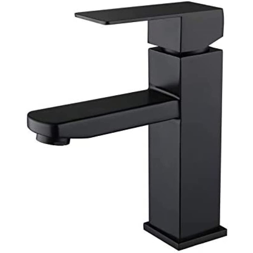 Stainless steel washbasin, hot and cold water faucet, black lacquered square countertop basin, washbasin and mixed faucet manufacturer wholesale details Picture