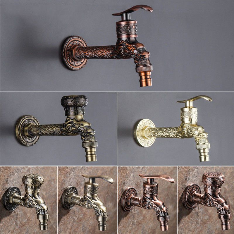 European-style retro faucet, antique extended faucet, long mop sink faucet, four-inch wall-mounted American-style faucet details Picture