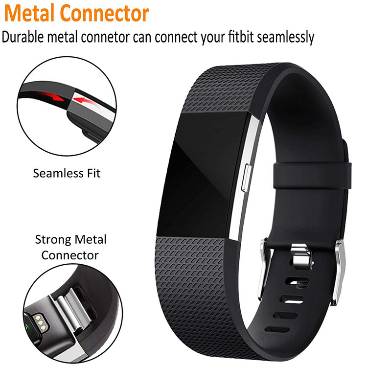 fitbit charge 2 smart bracelet wristband official same style checkered silicone replacement strap accessory Specification drawing