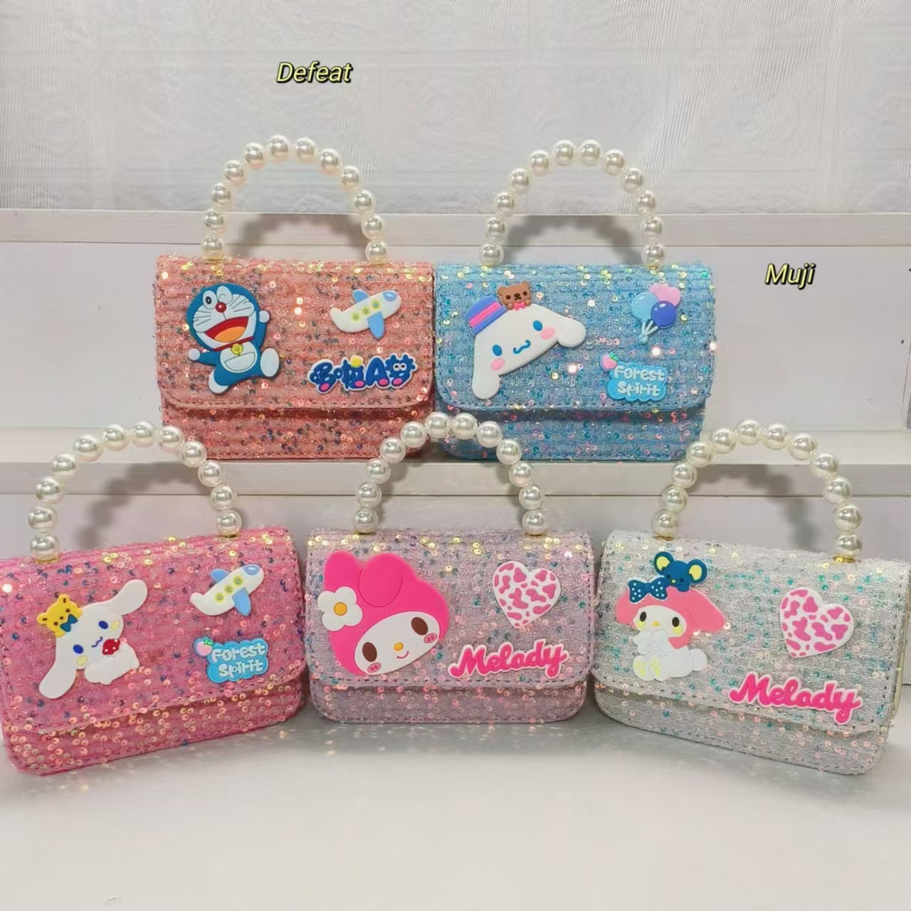 Pearl handbag, crossbody bag, loose change accessory bag, cat Merlot small square bag, chain children's bag, girls' lucky money bag full figure