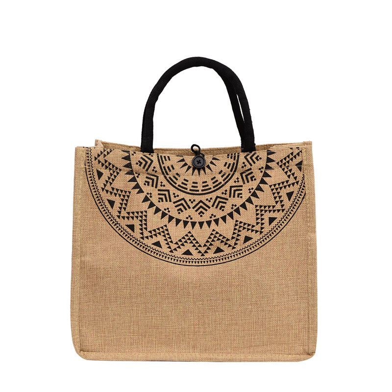 Foreign trade women's bag, cross-border linen handbag bag, 2021 Korean version composite jute cloth bag, fashionable single-shoulder shopping bag Item Picture